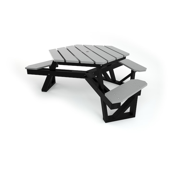 Gray 6' ADA HEX Table with Black Frame